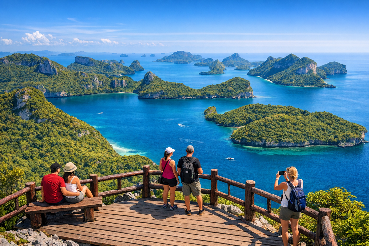 Atemberaubende Aussicht über die Inseln des Ang Thong Marine Nationalparks